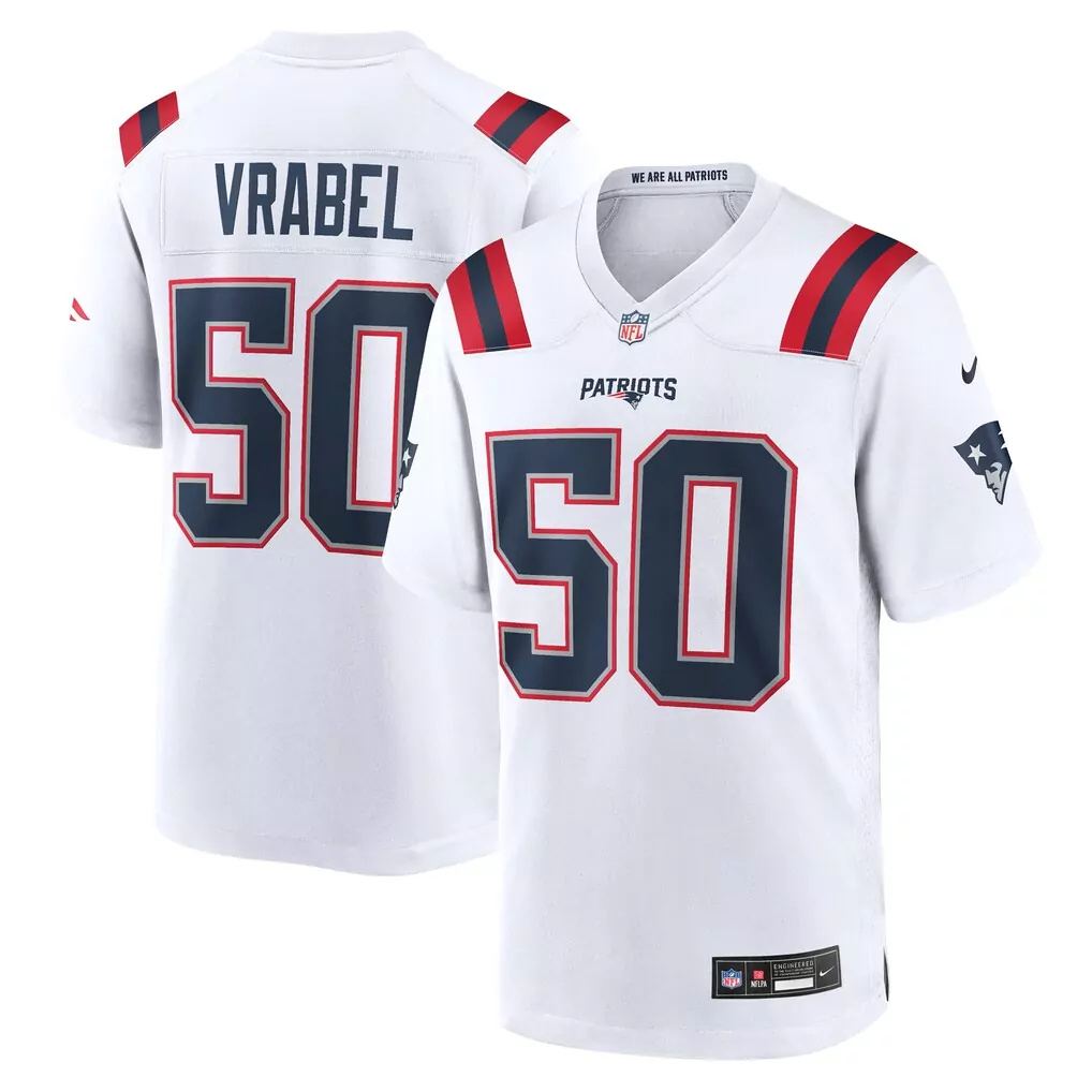 mike vrabel new england patriots nike retired player game jersey white