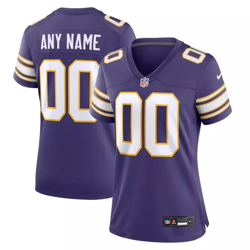 Minnesota Vikings Nike Women's Classic Custom Game Jersey Purple | Elegant Fan Gear for Women & Youth | Ideal Gift Idea
