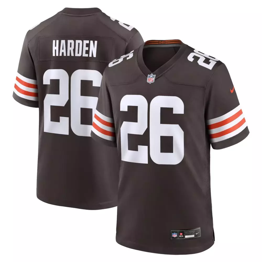 Myles Garrett Women's Gold Jersey | Cleveland Browns 32 Jim Brown Memorial Patch | Stitched Fan Gear for Women