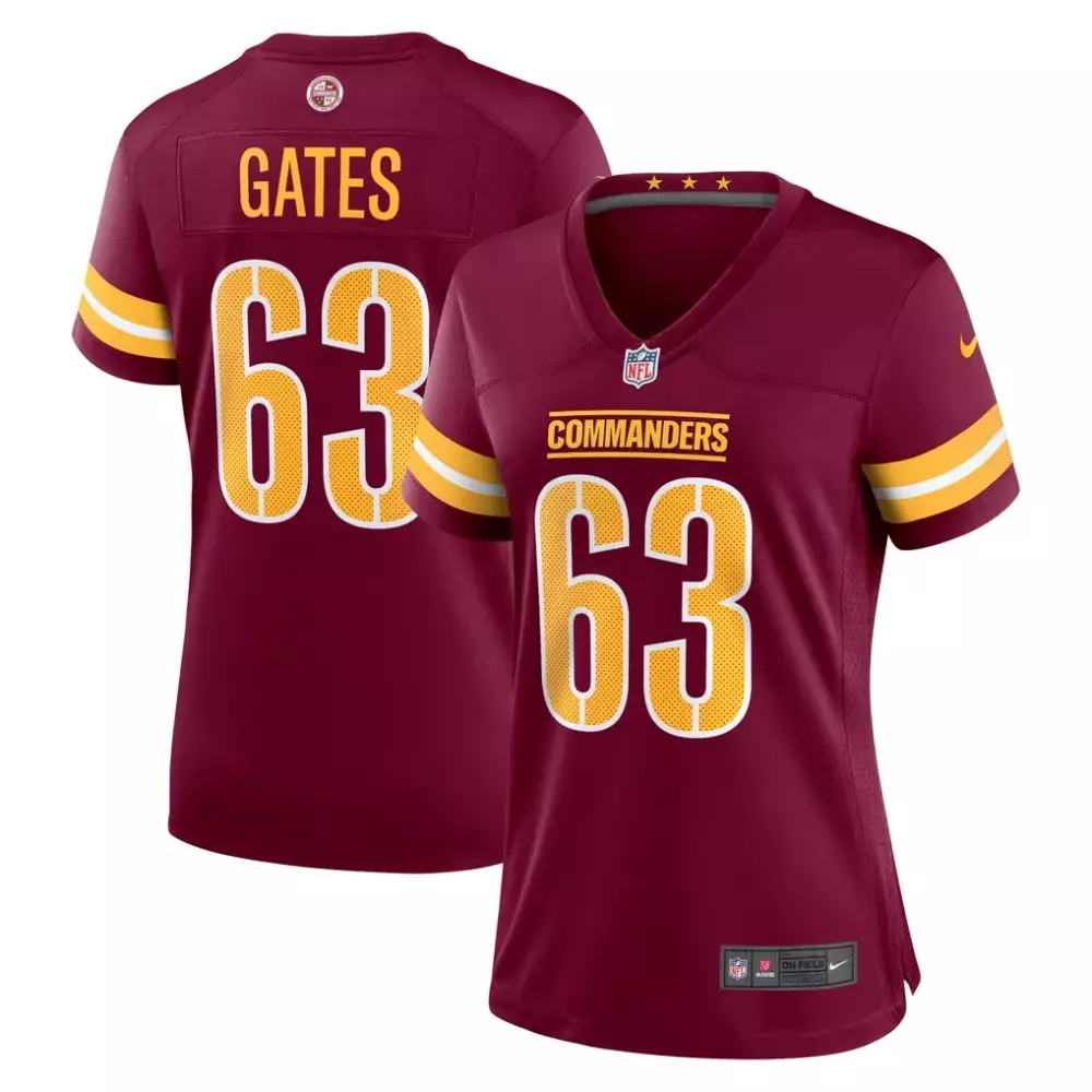 Nick Gates Washington Commanders Burgundy Nike Women's Game Player Jersey | Stylish Fan Gear for Women & Youth