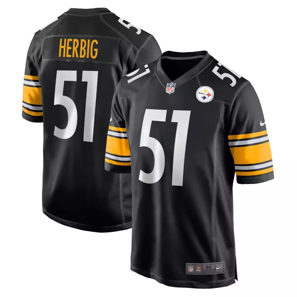 Nick Herbig Pittsburgh Steelers Black Game Jersey | Official NFL Merchandise | For Men, Women & Youth