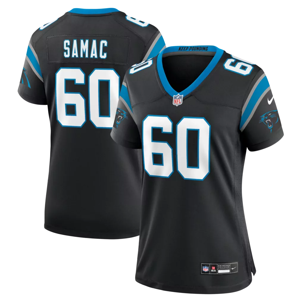 nick samac carolina panthers nike women s team game jersey black
