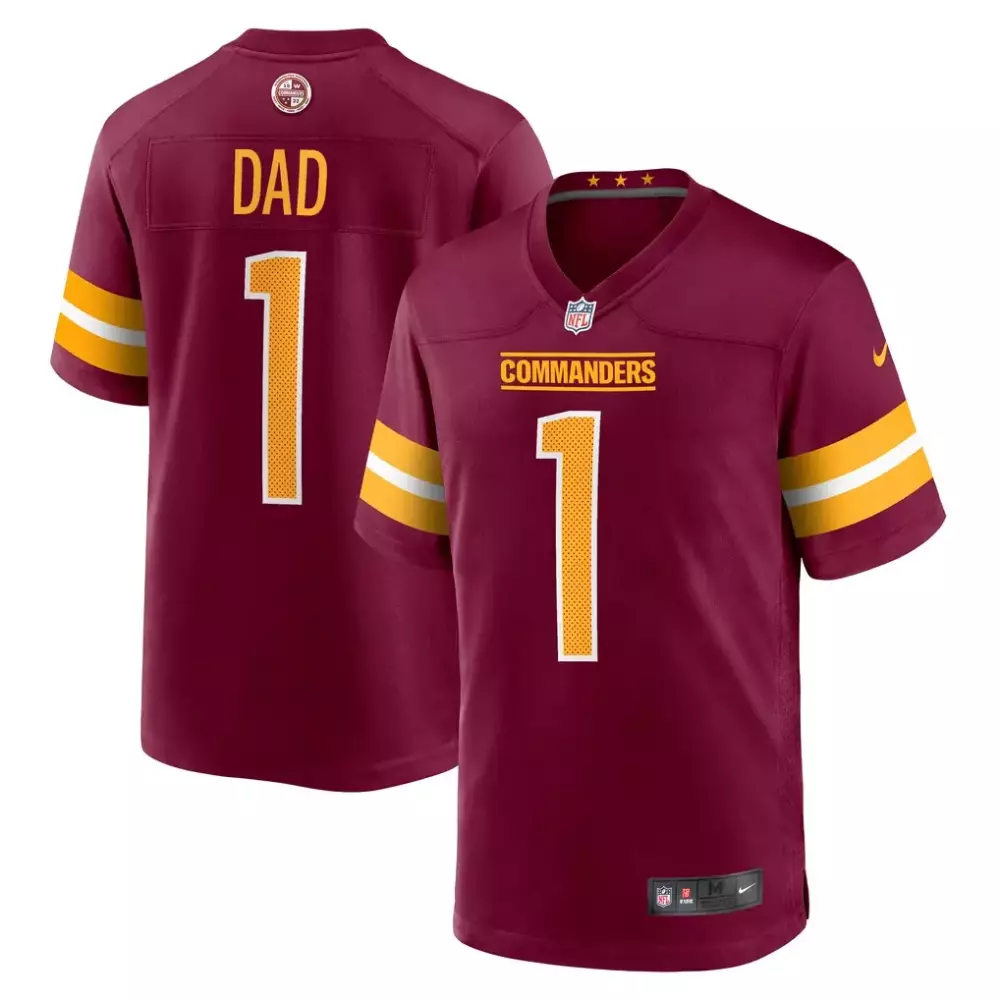 number 1 dad washington commanders nike game jersey burgundy