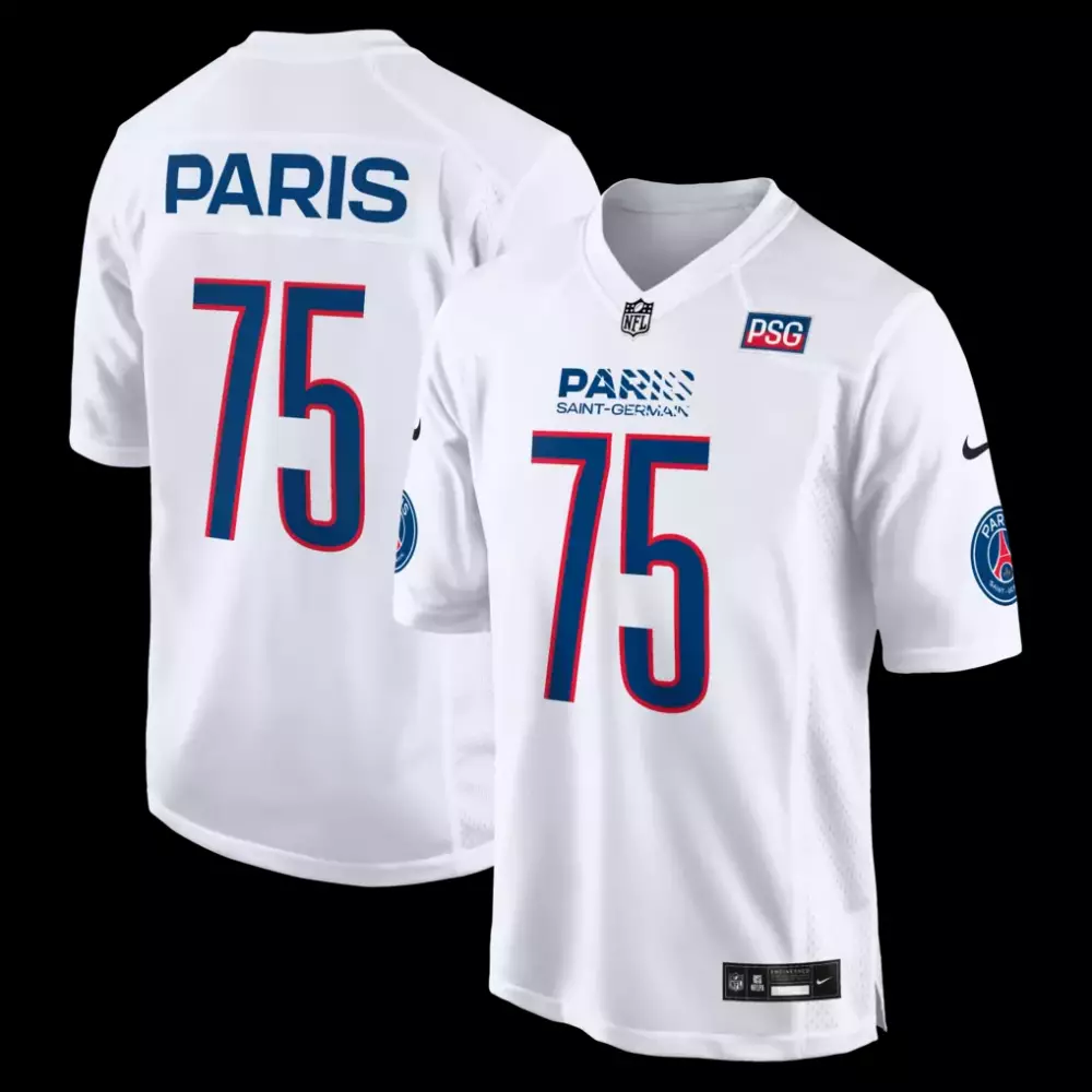 paris saint germain nike 2025 soccer x nfl game jersey white