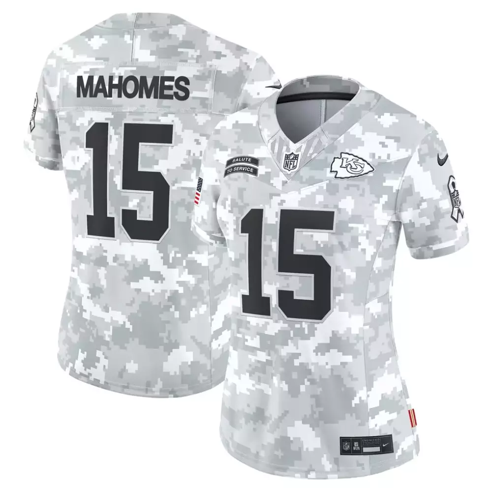 Patrick Mahomes Kansas City Chiefs Nike Women's 2024 Salute to Service Limited Jersey | Arctic Camo Style | For Men, Women & Youth