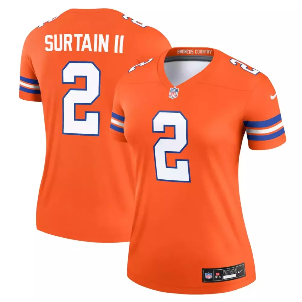 Patrick Surtain II Denver Broncos Nike Women's Alternate Performance Top | 1977 Throwback | Fan Gear for Women & Youth