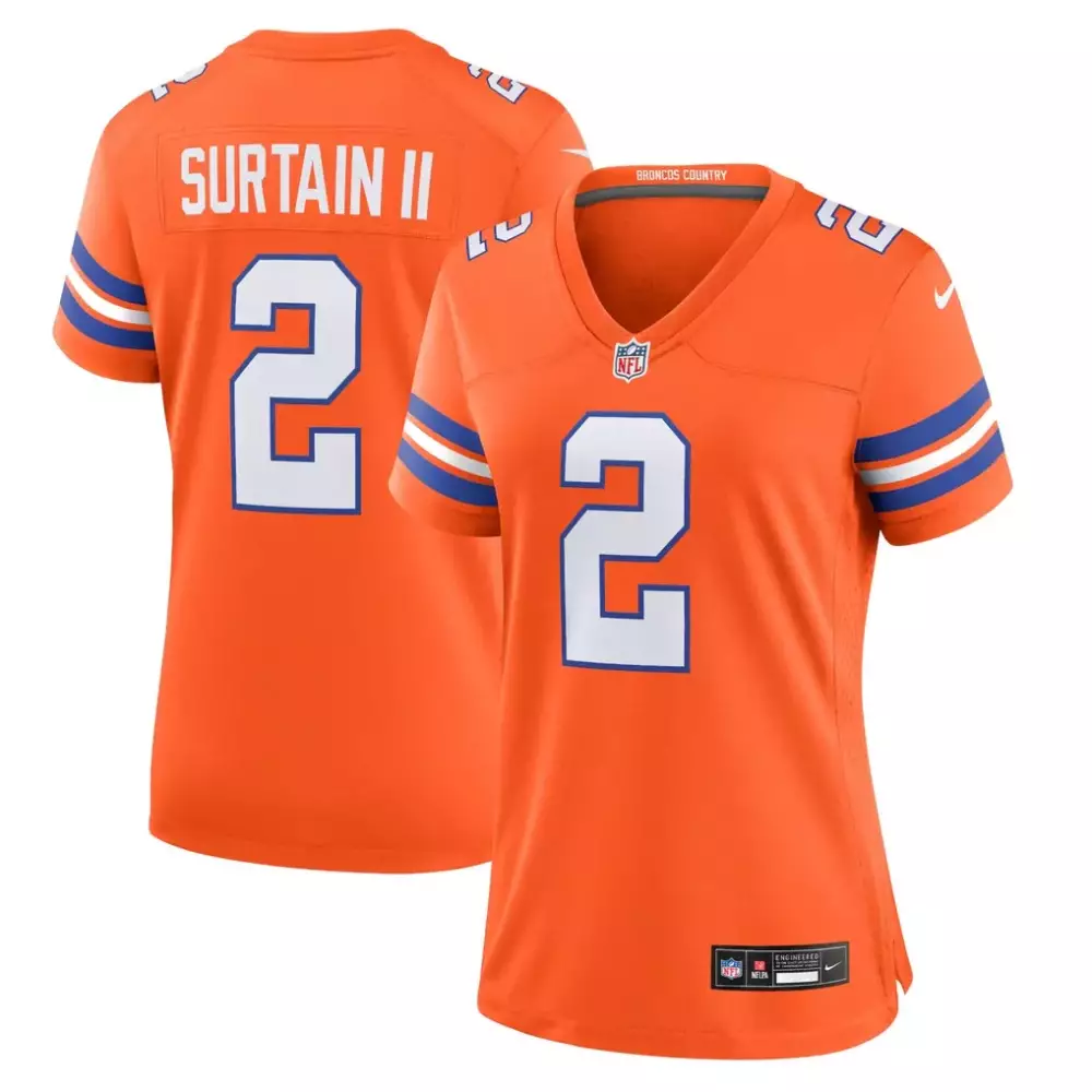 patrick surtain ii denver broncos nike women s mile high collection 1977 throwback player game jersey orange