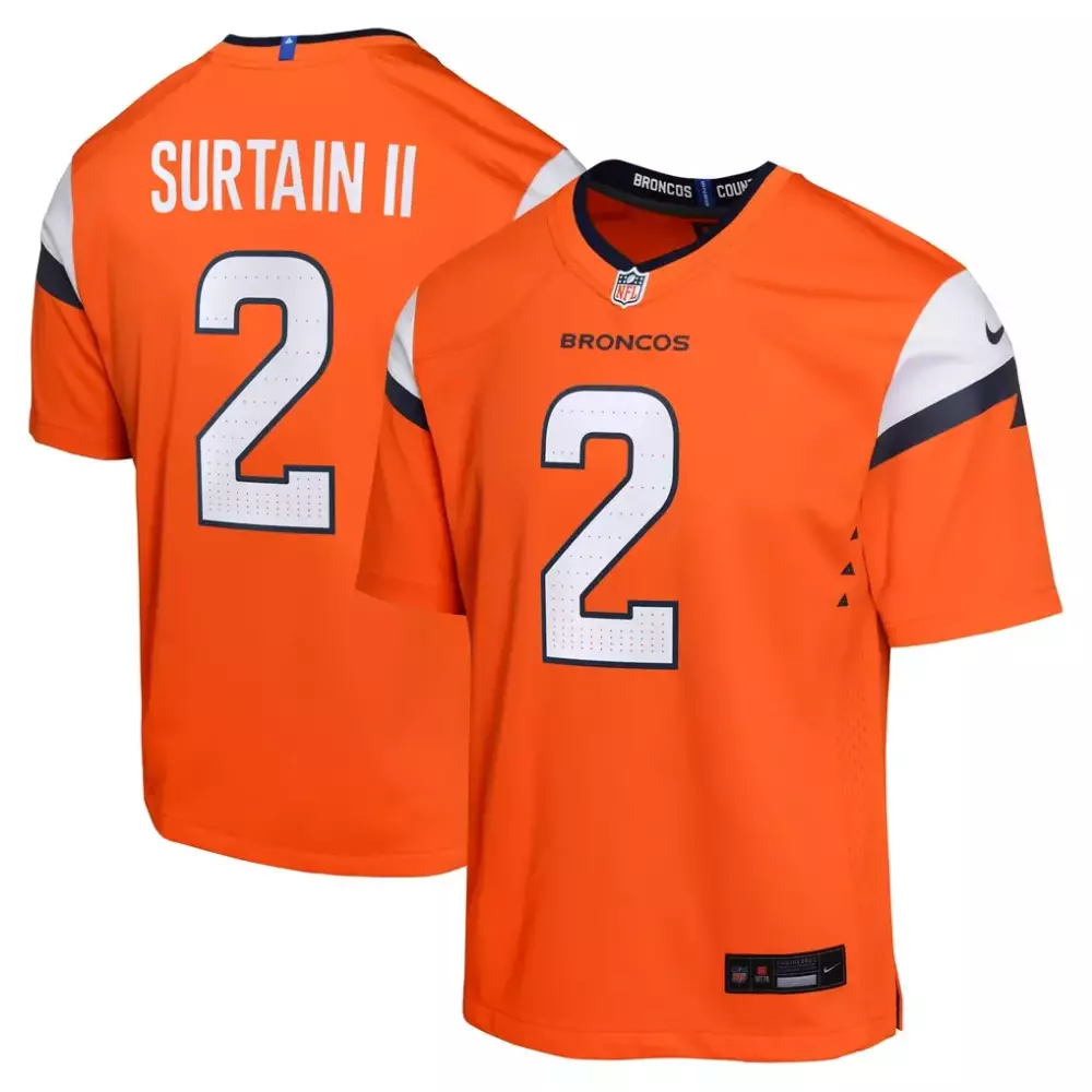 Patrick Surtain II Denver Broncos Nike Youth Game Jersey | Orange | Limited Edition Fan Gear for Young Fans | For Men, Women & Youth