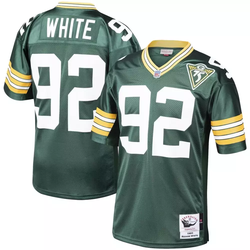 Reggie White Green Bay Packers 1993 Mitchell & Ness Authentic Throwback Jersey | Retired Player Green | For Men, Women & Youth