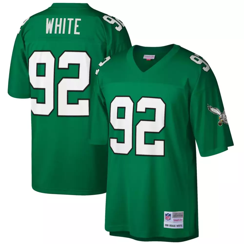 Reggie White Philadelphia Eagles Mitchell Ness Big Tall 1990 Replica Jersey | Kelly Green | Fan Gear | For Men, Women & Youth