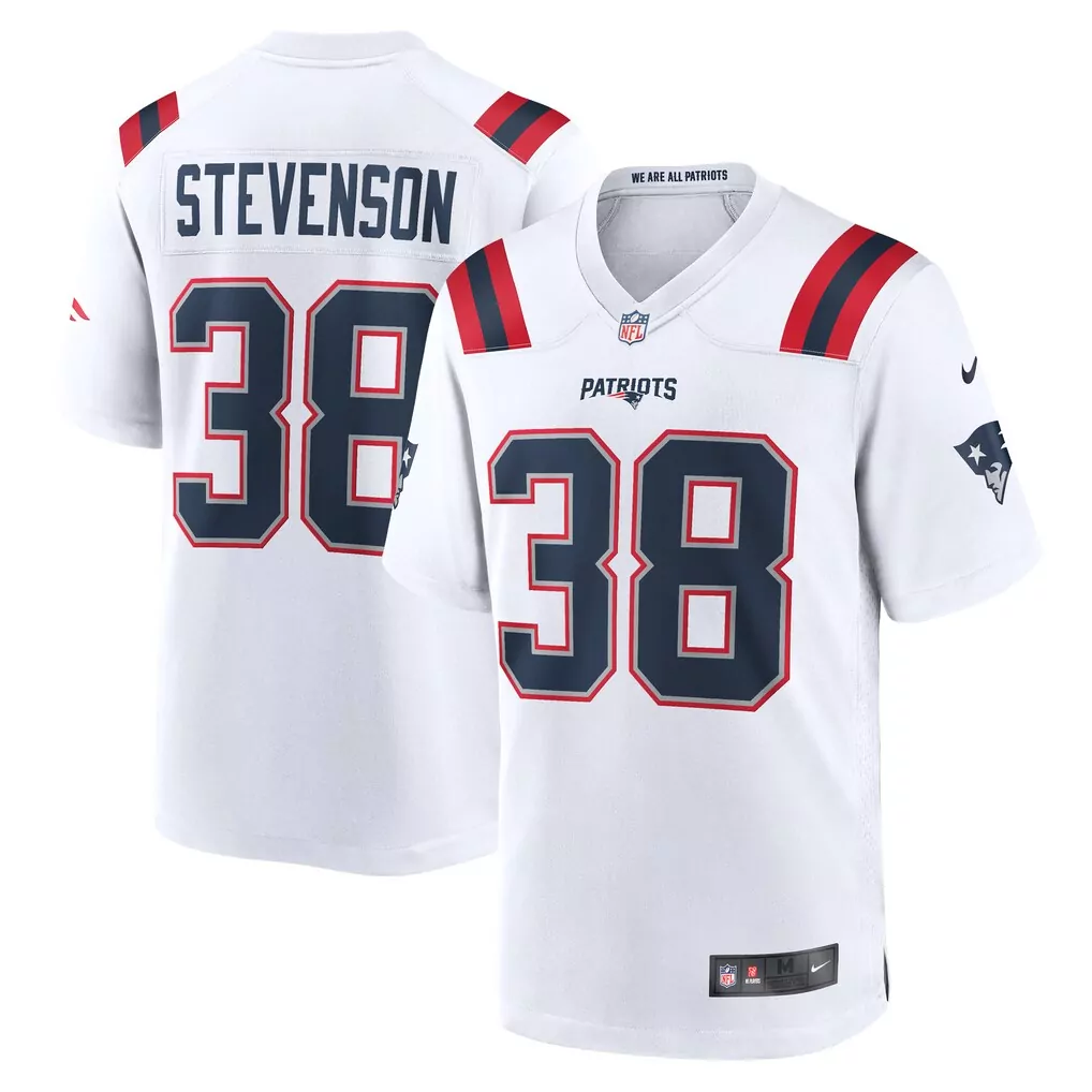 rhamondre stevenson new england patriots nike game player jersey white