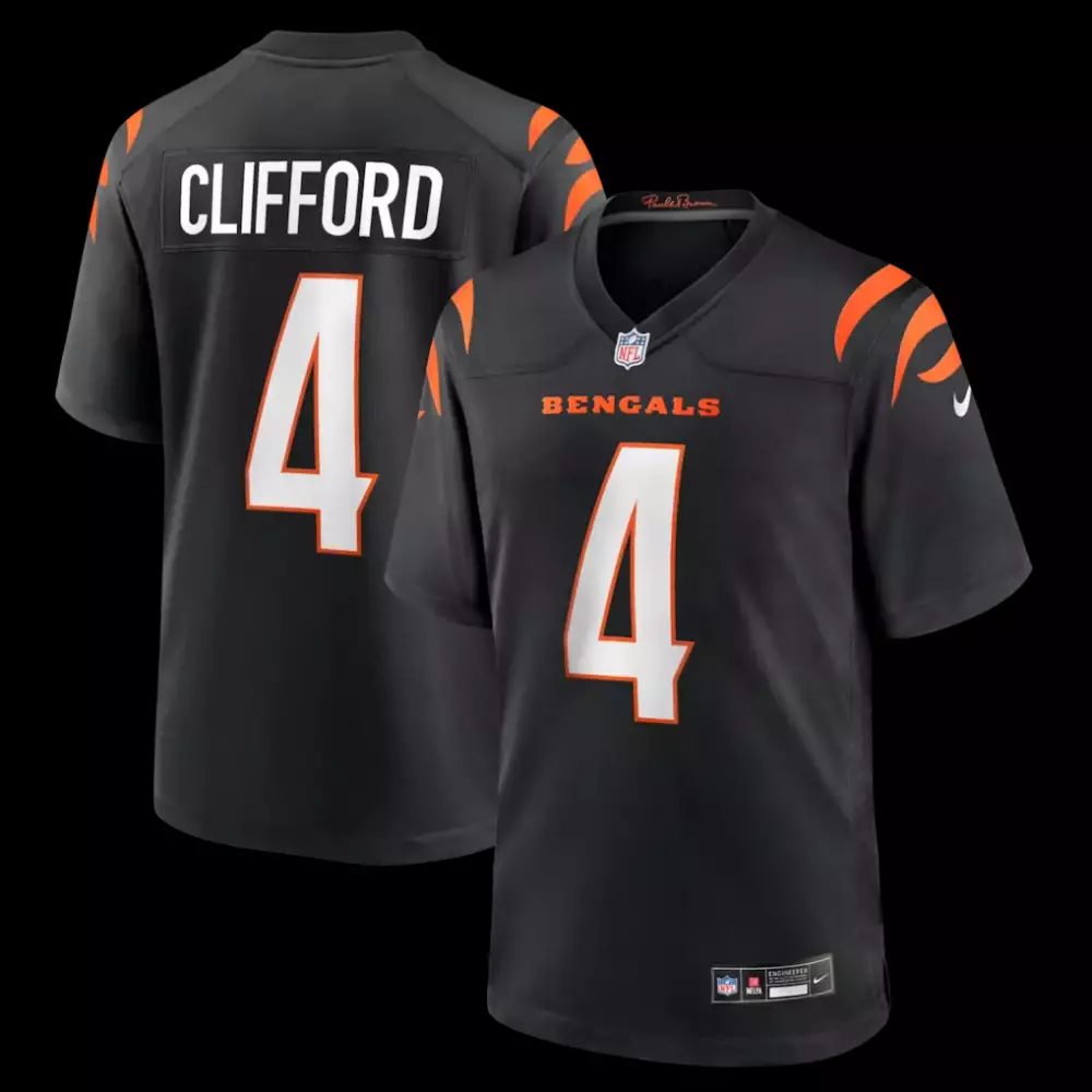 Sean Clifford Cincinnati Bengals Black Team Game Jersey DZ3 | Official Fan Gear for Men, Women & Youth | Ideal for Game Day