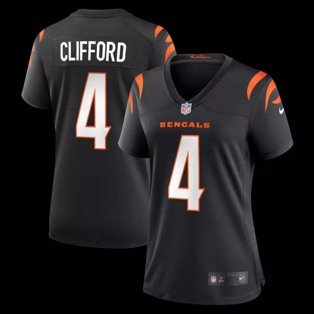 Sean Clifford Cincinnati Bengals Black Team Game Jersey DZ3 | Official Fan Gear for Men, Women & Youth | Ideal for Game Day