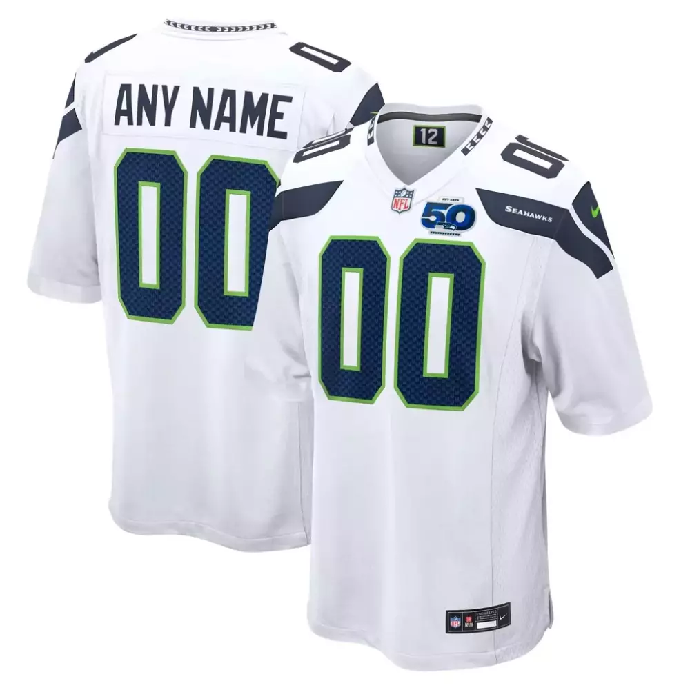 Seattle Seahawks Neon Green 50th Season Alternate Custom Game Jersey | Celebrate in Style | For Men, Women & Youth