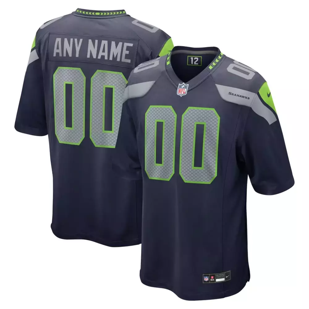Seattle Seahawks Nike Custom Game Jersey | College Navy Style | Perfect for Game Day | For Men, Women & Youth