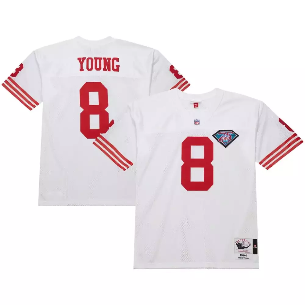 Steve Young San Francisco 49ers 1994 Authentic Throwback Jersey | White Edition | Fan Gear for Men, Women & Youth