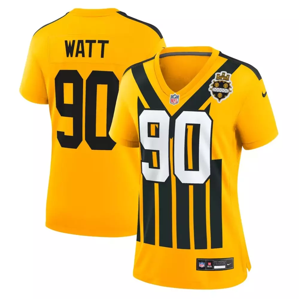 T.J. Watt Pittsburgh Steelers Nike Women's Alternate 1933 Throwback Game Jersey | Gold Stitched Fan Gear | For Women, Men & Youth