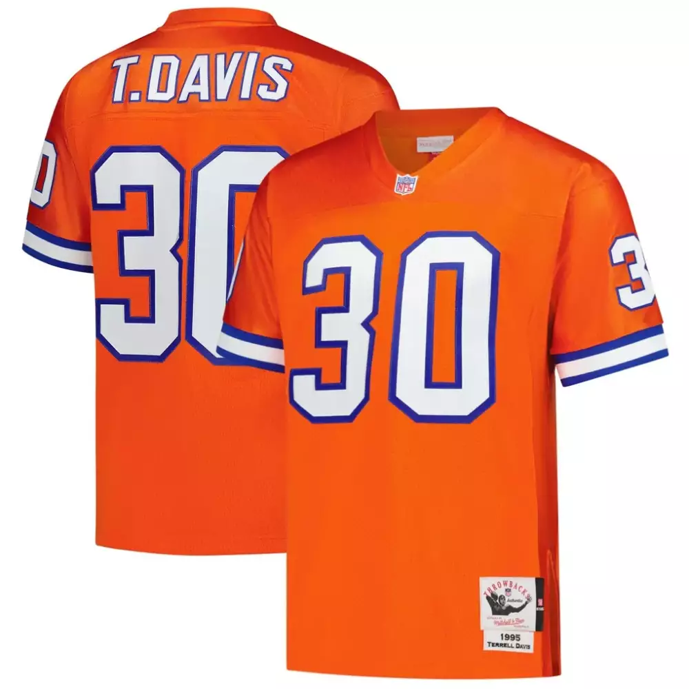 Terrell Davis Denver Broncos Mitchell & Ness 1995 Authentic Throwback Jersey | Orange | Limited Edition Fan Gear | For Men, Women & Youth