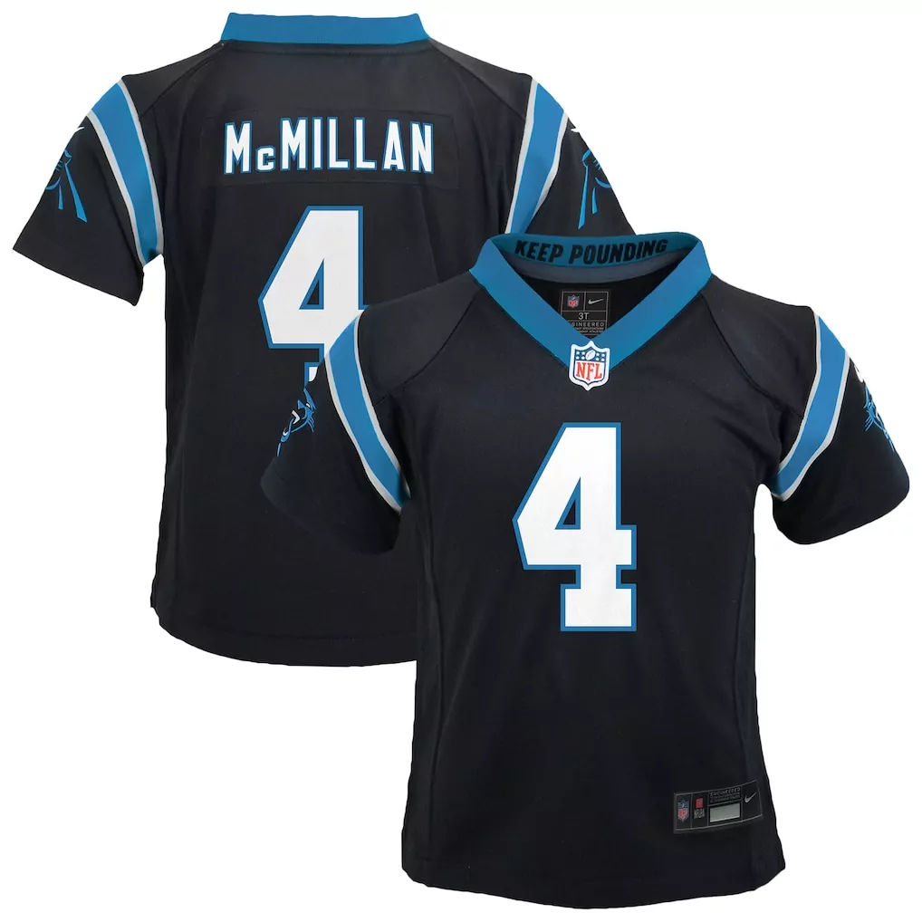 tetairoa mcmillan carolina panthers nike preschool team game jersey black