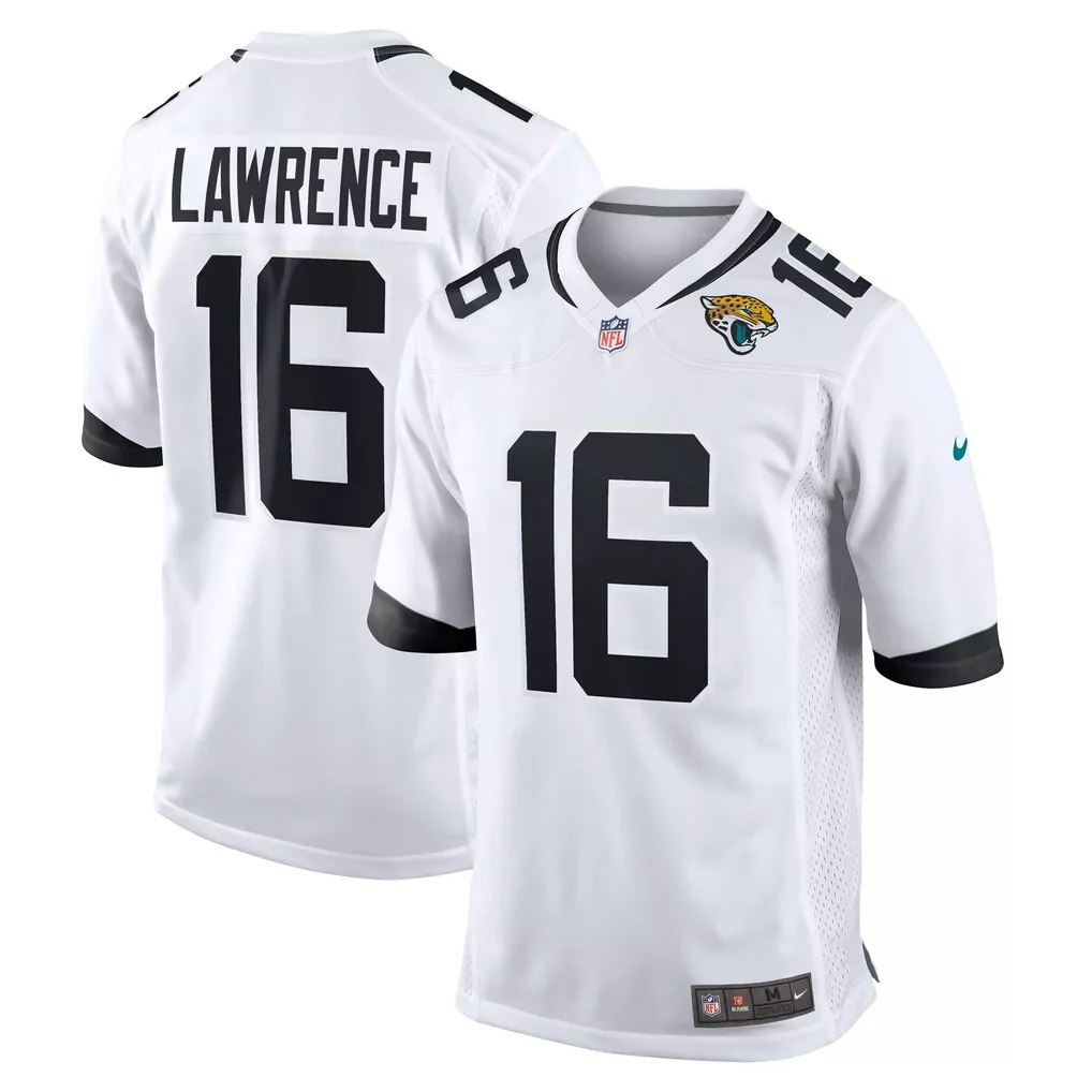 trevor lawrence jacksonville jaguars nike white game jersey white