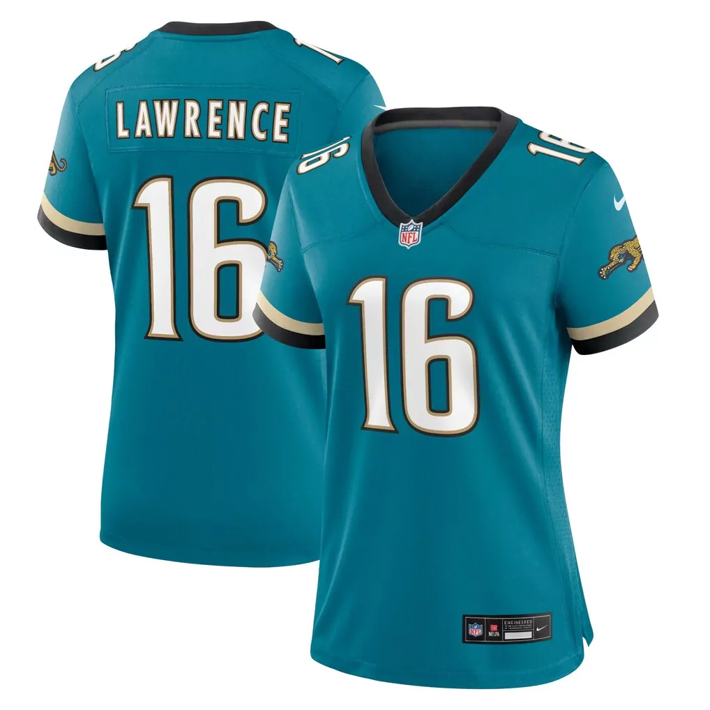 trevor lawrence jacksonville jaguars nike women s prowler throwback game jersey teal