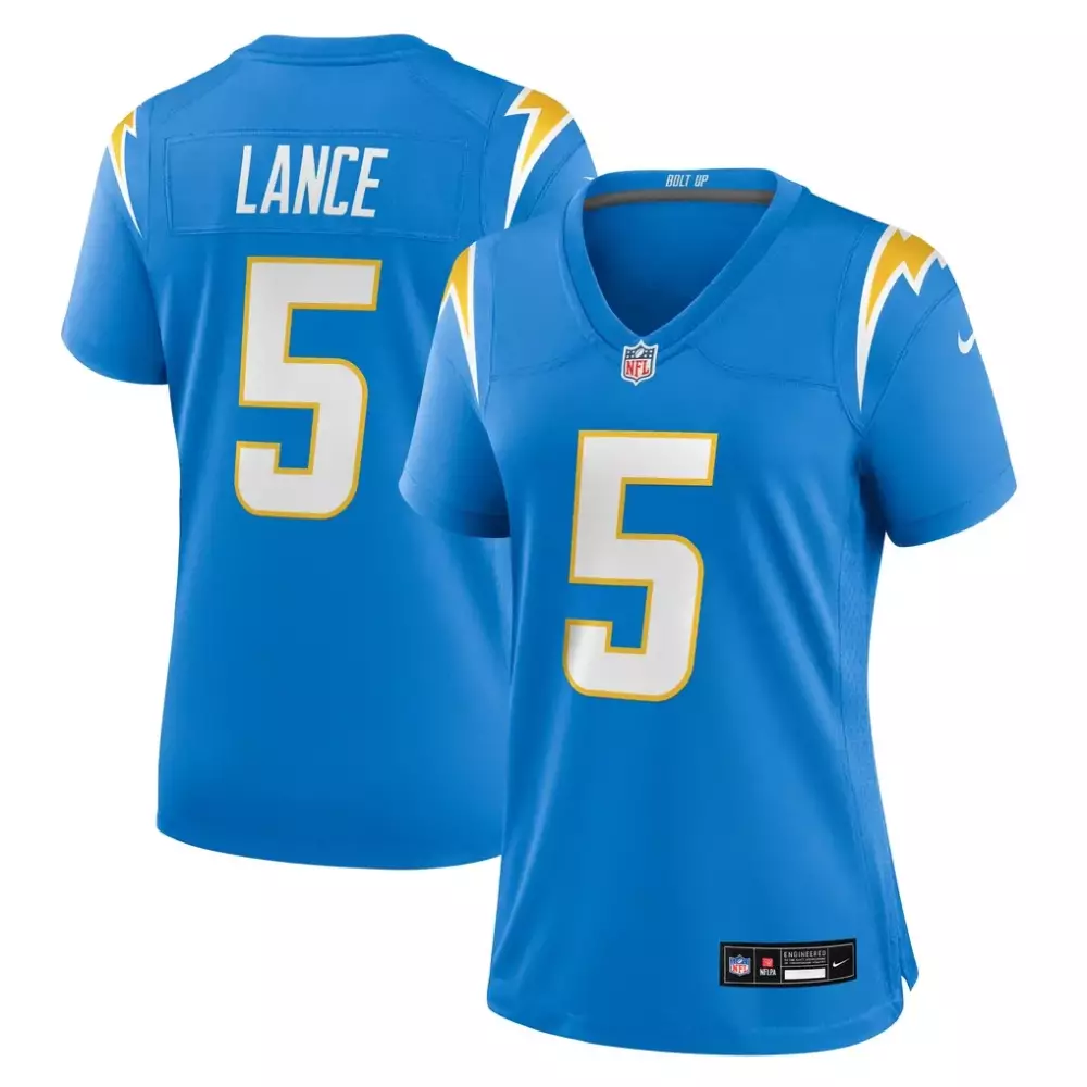 trey lance los angeles chargers nike women s team game jersey powder blue