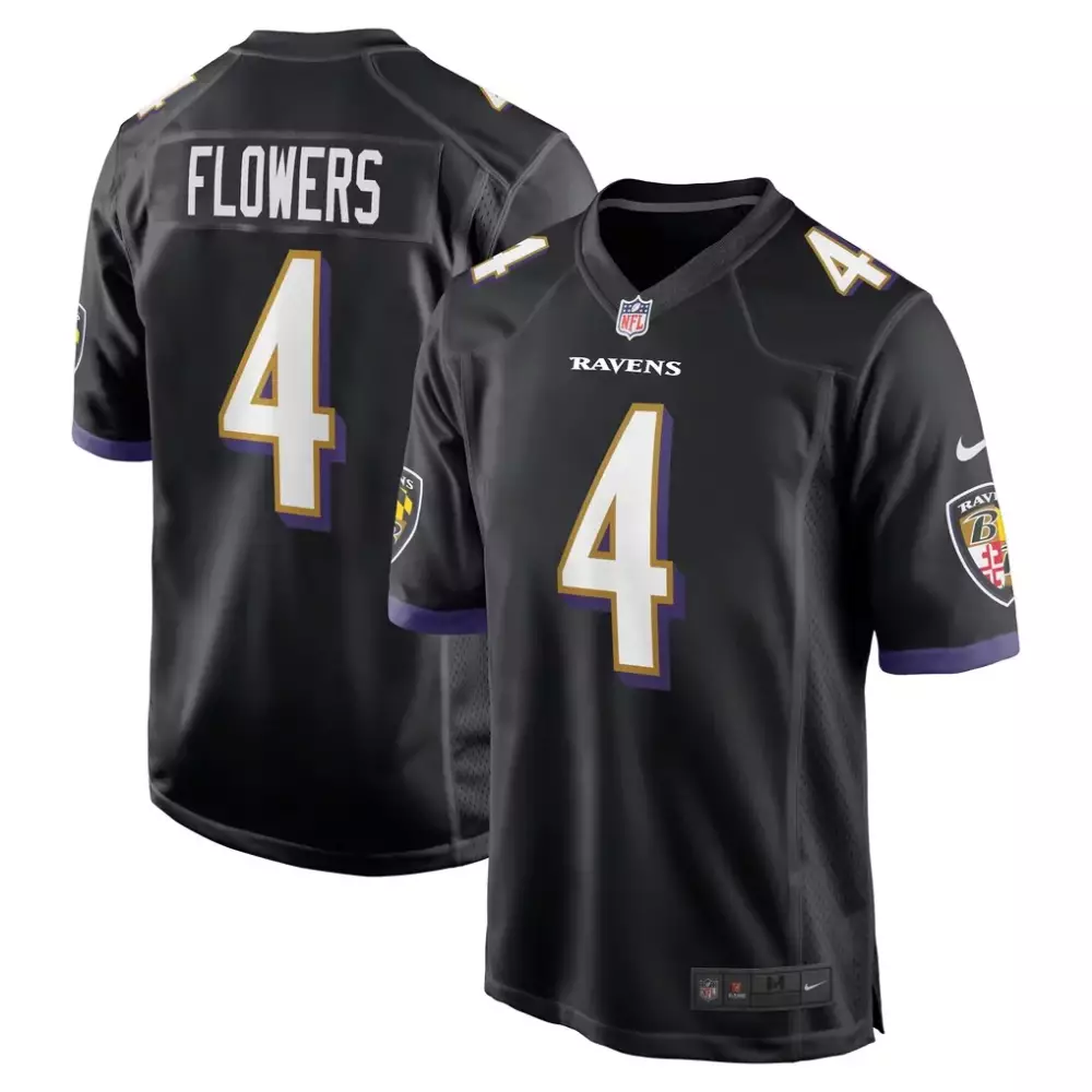 Zay Flowers Baltimore Ravens Nike Alternate Game Jersey | Men's Black Stitched Fan Gear | For Men, Women & Youth