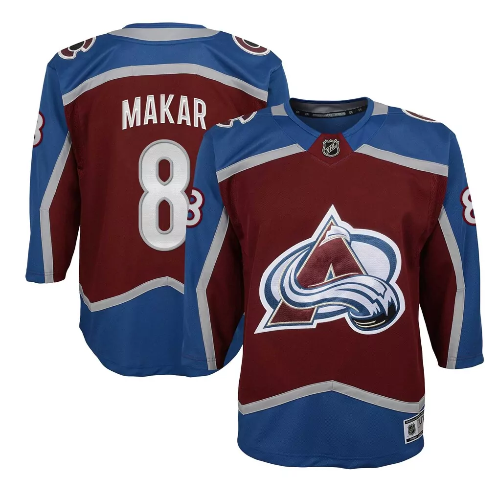 cale makar colorado avalanche fanatics home premium jersey burgundy