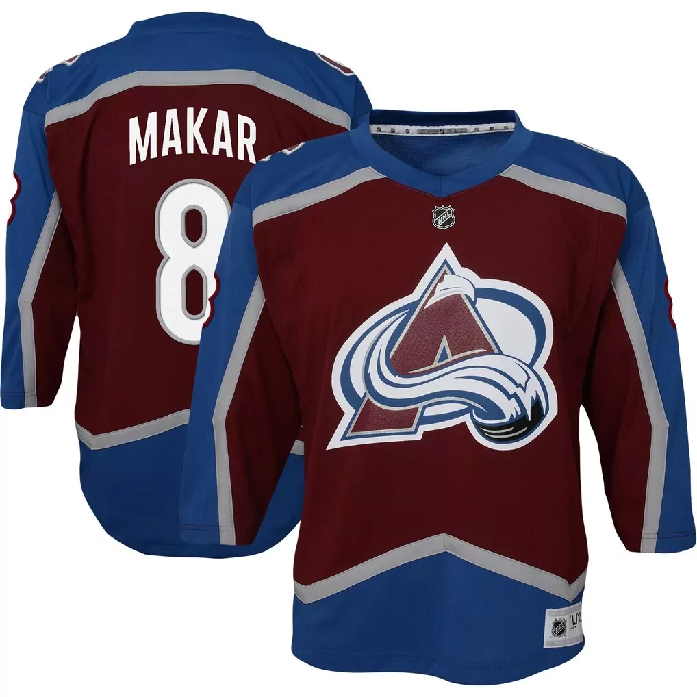 cale makar colorado avalanche fanatics home premium jersey burgundy