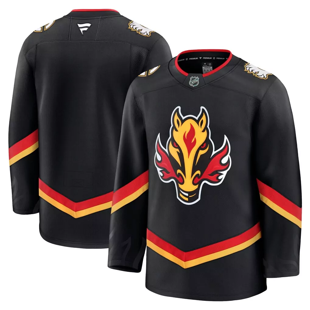 calgary flames fanatics alternate premium custom jersey black
