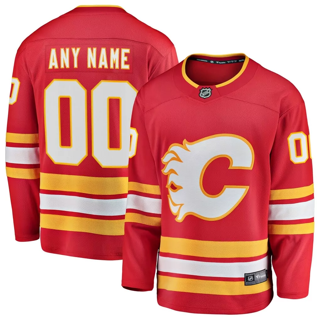 calgary flames fanatics alternate premium custom jersey black
