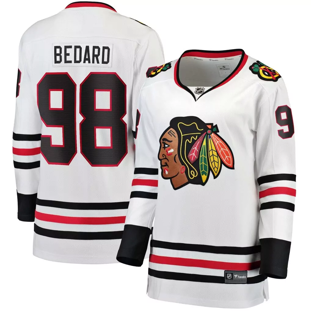 connor bedard chicago blackhawks fanatics women s home breakaway player jersey red