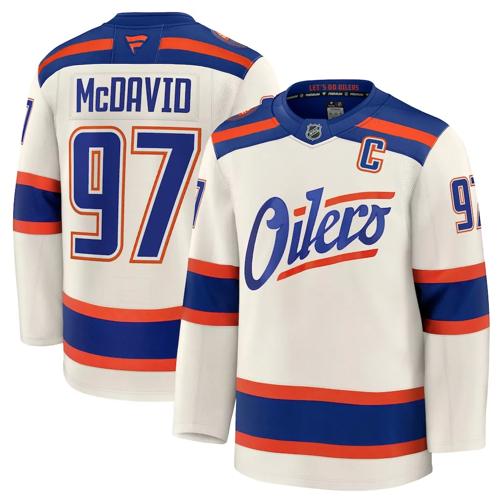connor mcdavid edmonton oilers fanatics alternate premium jersey light beige