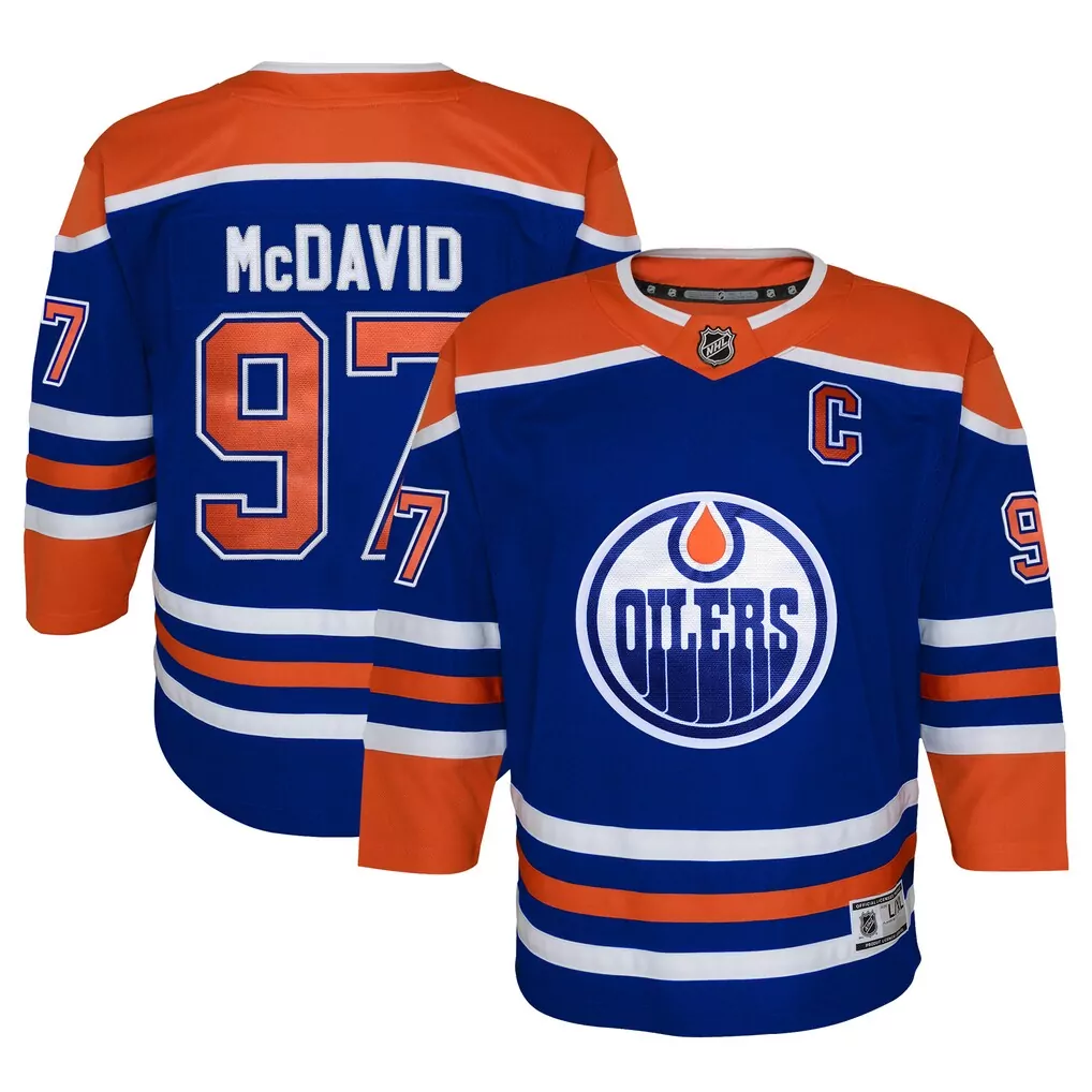 connor mcdavid edmonton oilers youth home premier player jersey royal