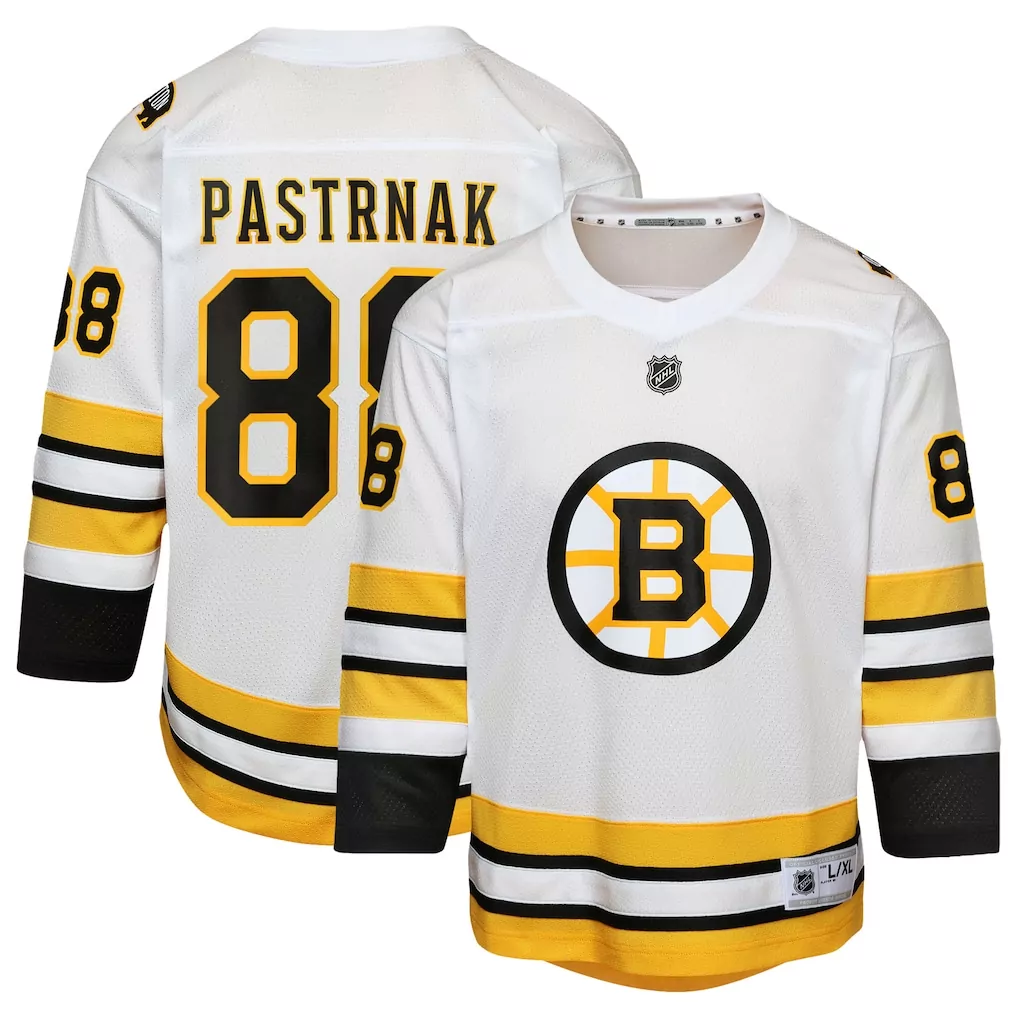 david pastrnak boston bruins youth home replica player jersey white