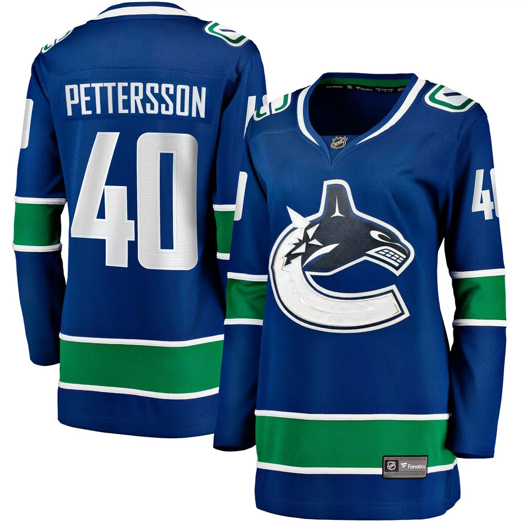 elias pettersson vancouver canucks fanatics home premium jersey blue