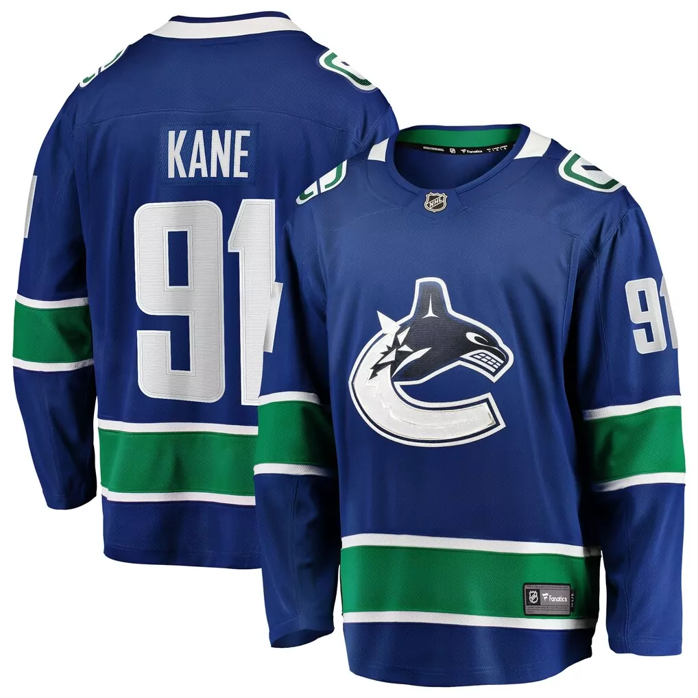 elias pettersson vancouver canucks fanatics home premium jersey blue