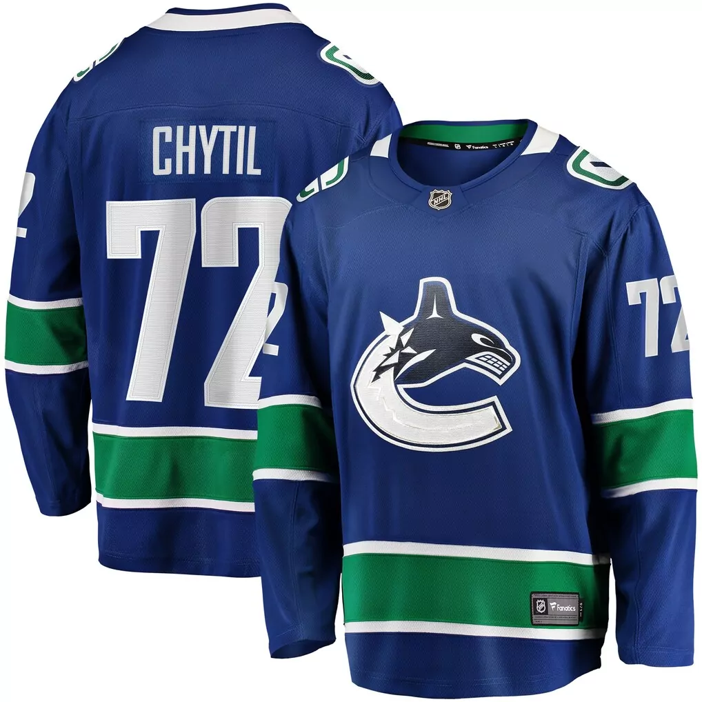 elias pettersson vancouver canucks fanatics home premium jersey blue