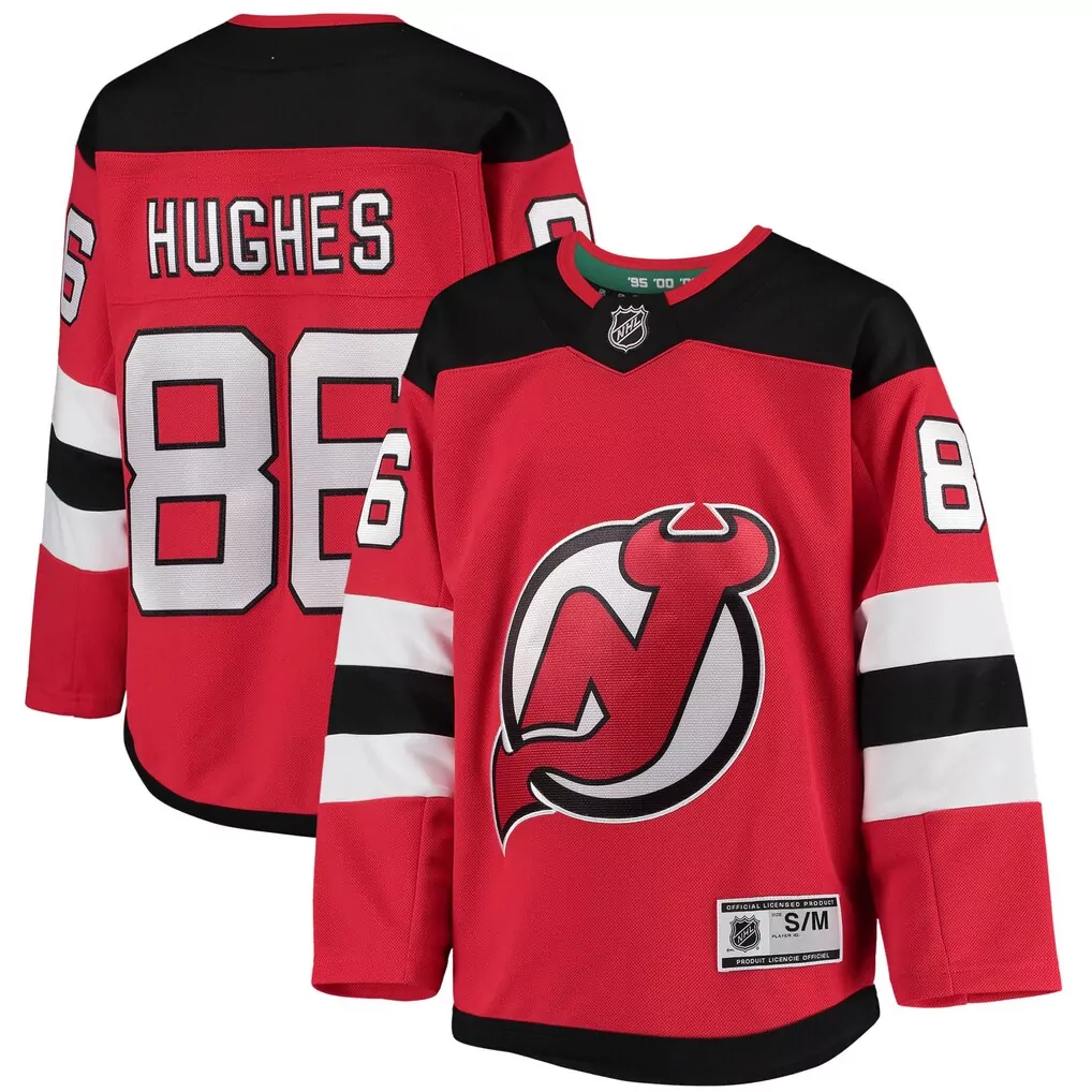 jack hughes new jersey devils youth alternate premierplayer jersey black