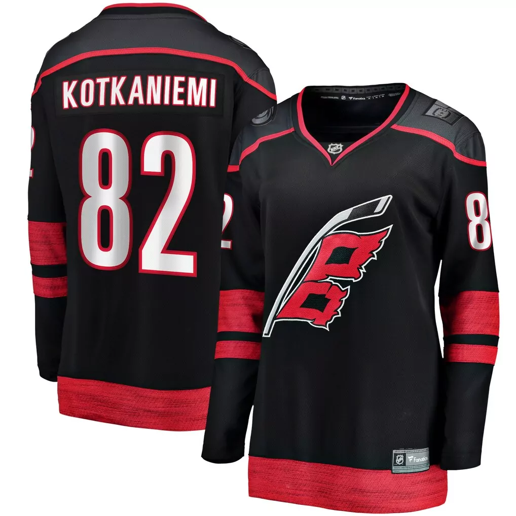 jesperi kotkaniemi carolina hurricanes fanatics home breakaway player jersey black