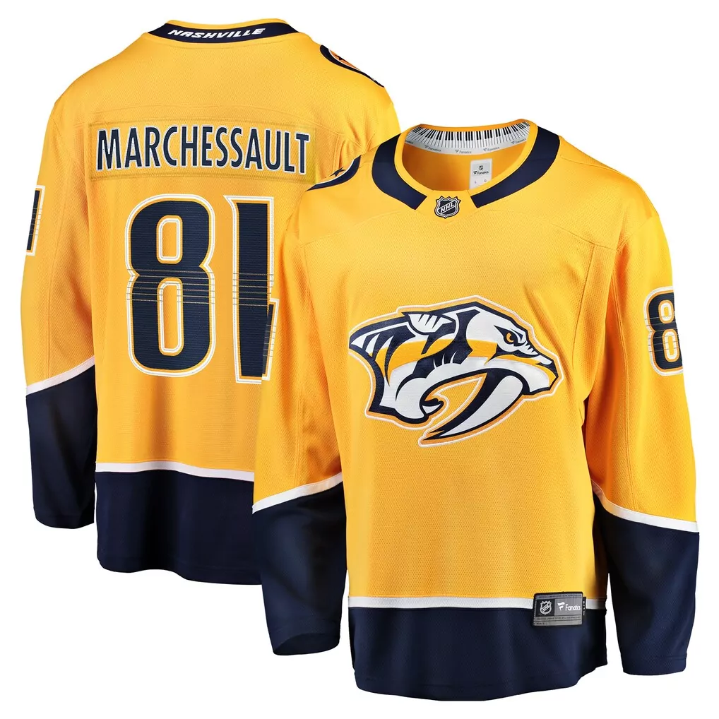 filip forsberg nashville predators fanatics home premium jersey gold