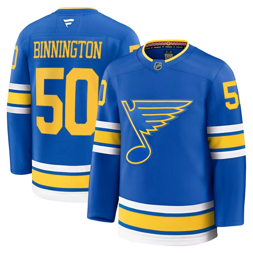 jordan binnington st louis blues fanatics home premium jersey blue
