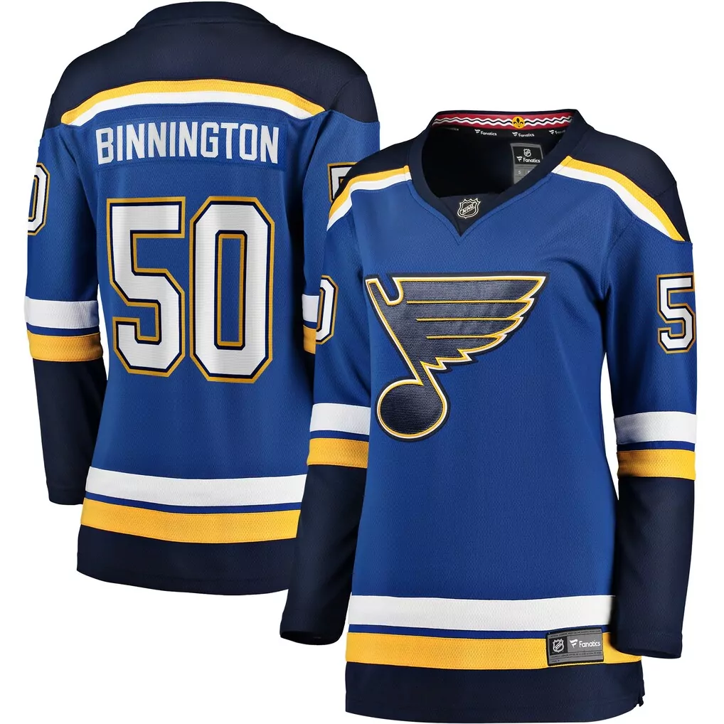 jordan binnington st louis blues fanatics home premium jersey blue