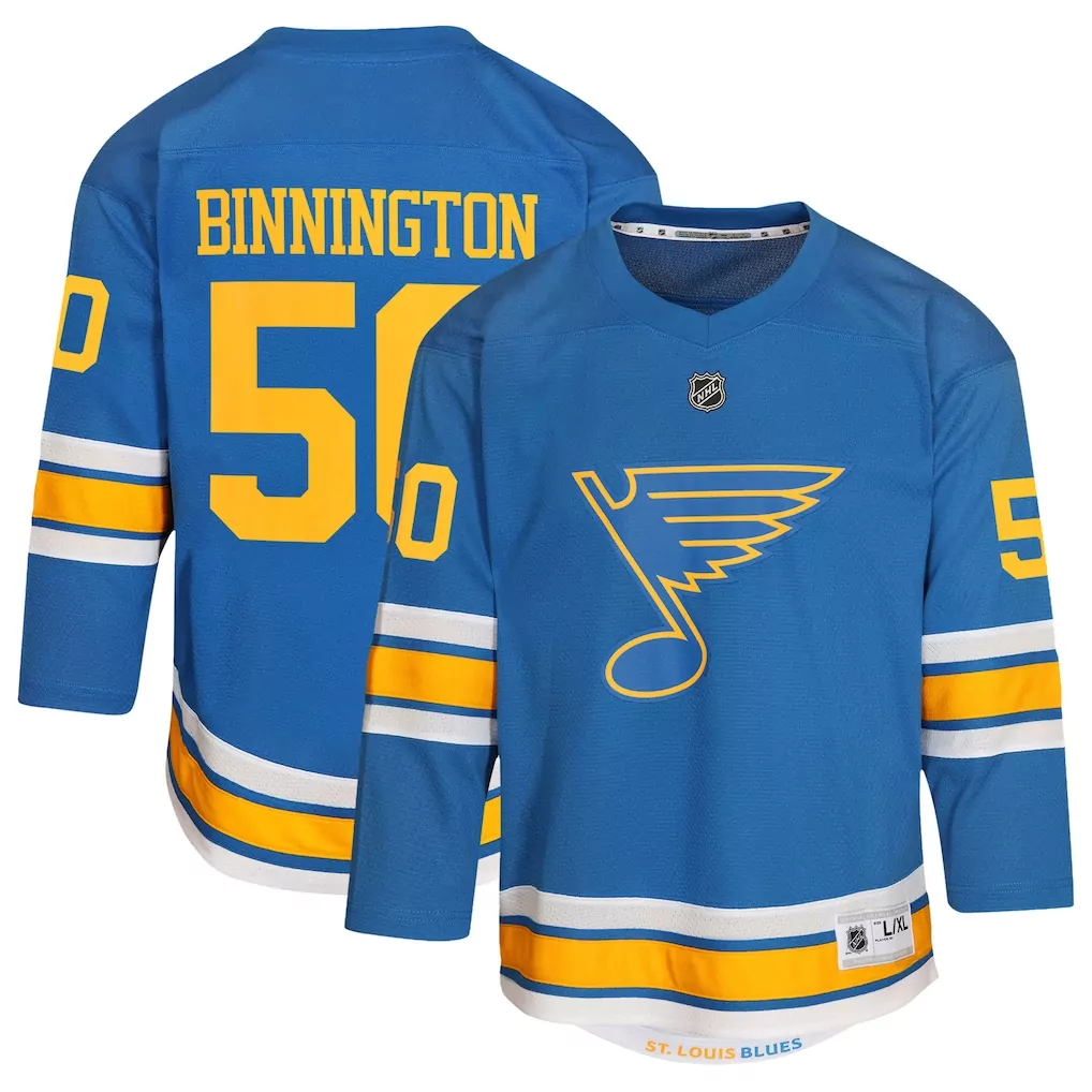 jordan binnington st louis blues fanatics home premium jersey blue