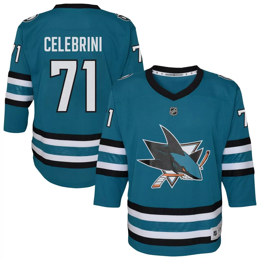 macklin celebrini san jose sharks fanatics home premium jersey teal