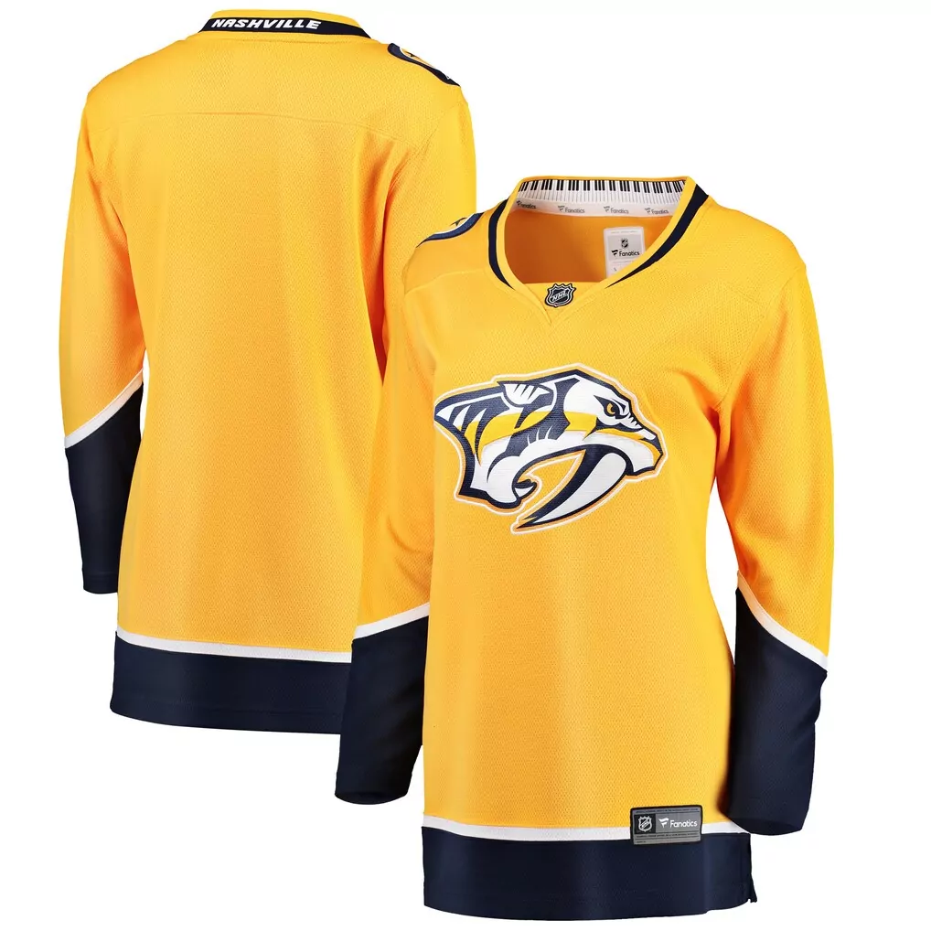 nashville predators fanatics women s home breakaway custom jersey yellow