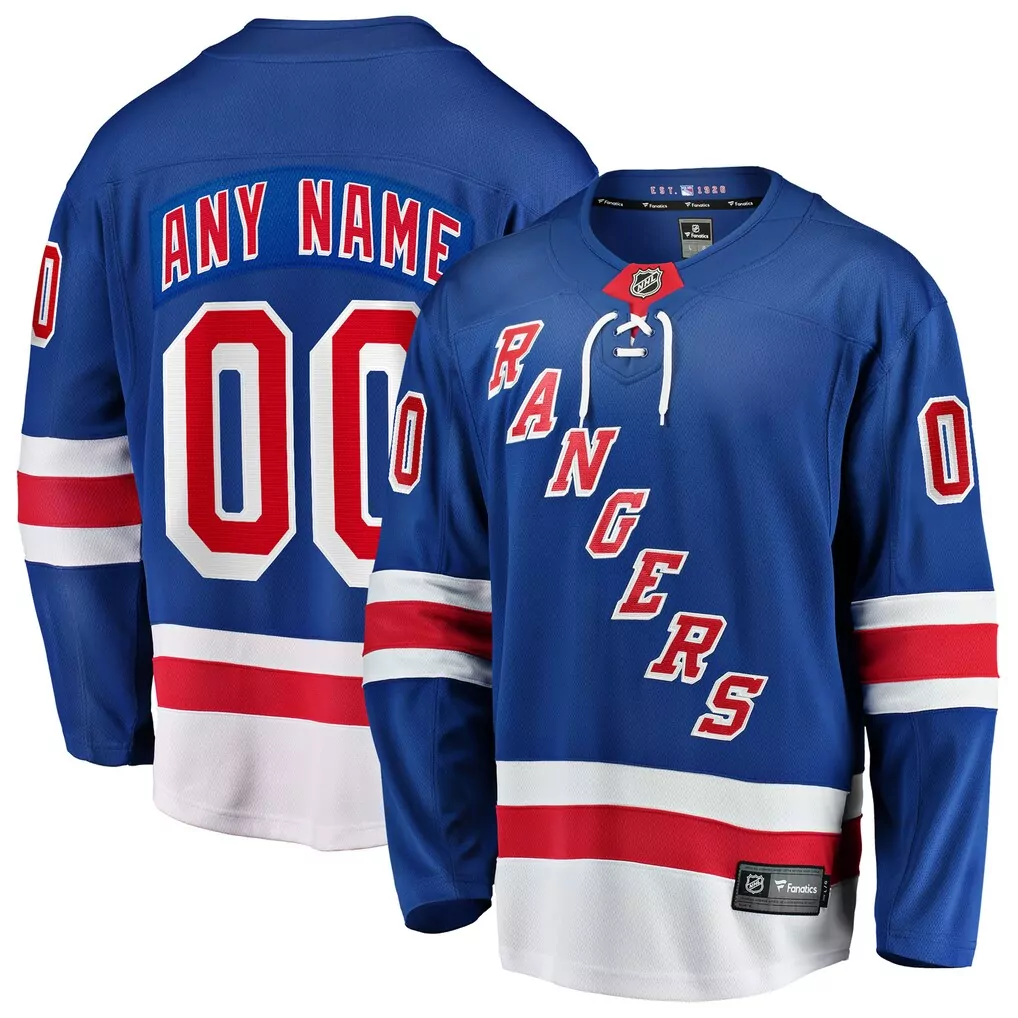 new york rangers fanatics home breakaway custom jersey blue