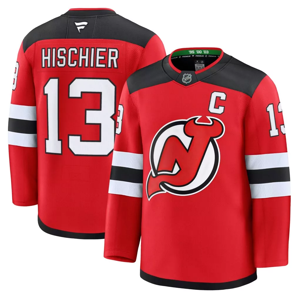 nico hischier new jersey devils fanatics alternate premium jersey black