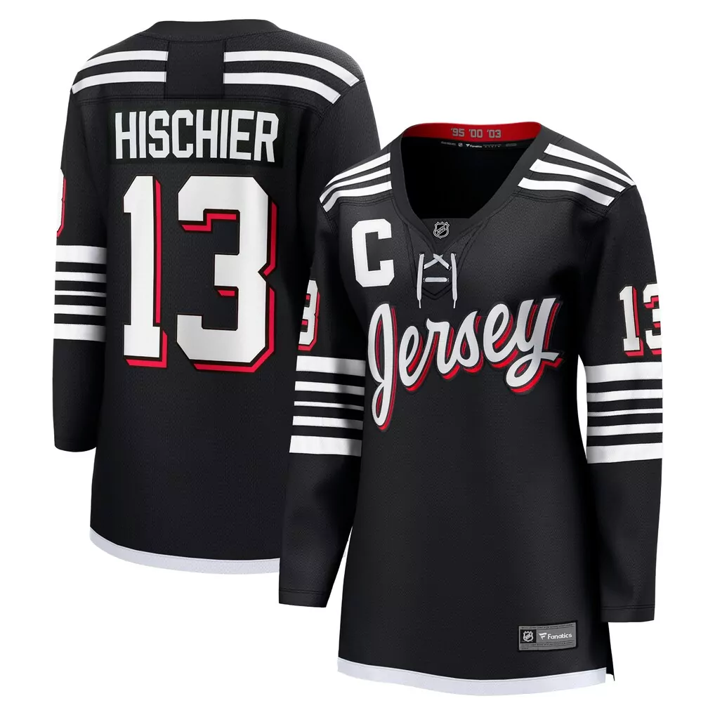 nico hischier new jersey devils fanatics alternate premium jersey black