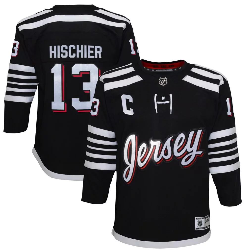 nico hischier new jersey devils fanatics women s captain patch home breakaway jersey red